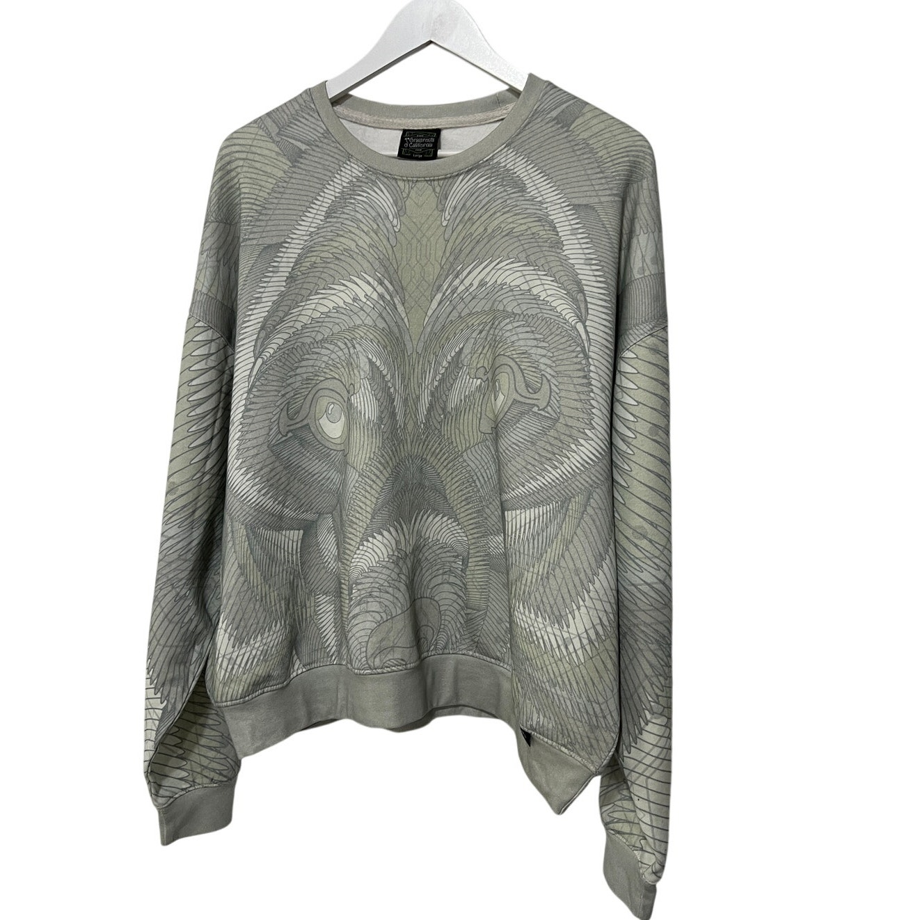 Grassroots California Wolf Graphic Pullover Sweatshirt Crew Green Men's Large